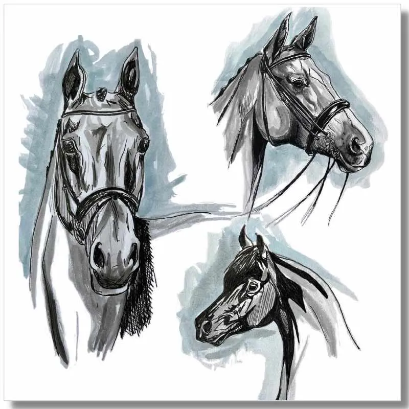Gubblecote Greetings Card Trio of Horses in Watercolour